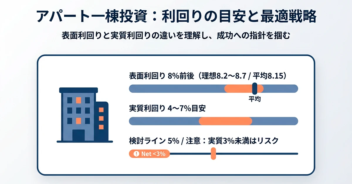 アパート一棟買いの利回り目安は何％？理想・平均・最低ラインを徹底 
