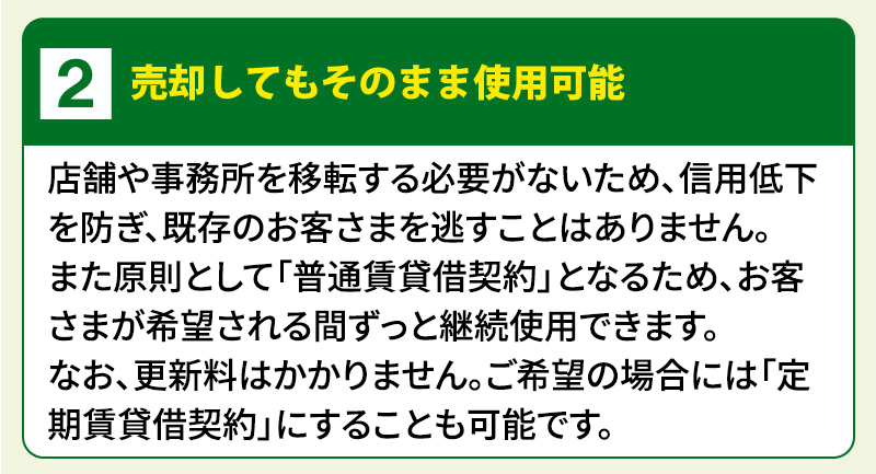 ２．売却してもそのまま使用可能