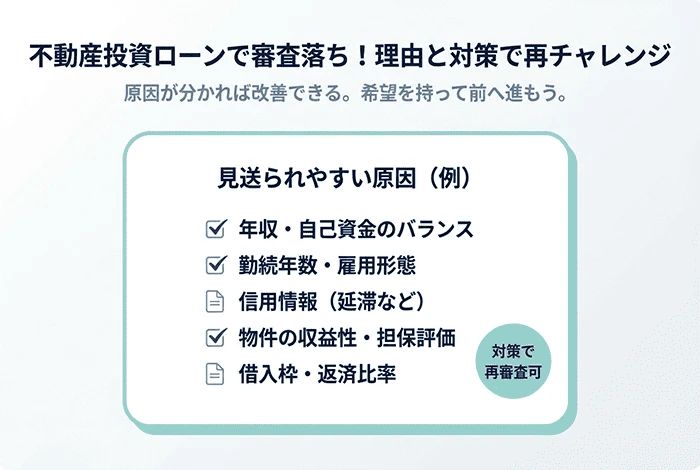 不動産投資ローンの審査で見られるポイントと審査落ちの主な理由を解説